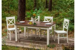 Arrediorg Set 4 sedie shabby chic da pranzo bianche in faggio massello