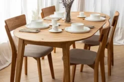 Arrediorg Set tavolo rotondo allungabile + 6 sedie in imbottite beige