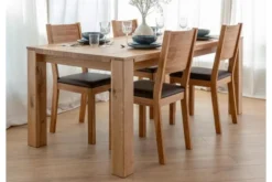 Arrediorg Set Tavolo massello 100x200 + 8 sedie sedile imbottito marrone
