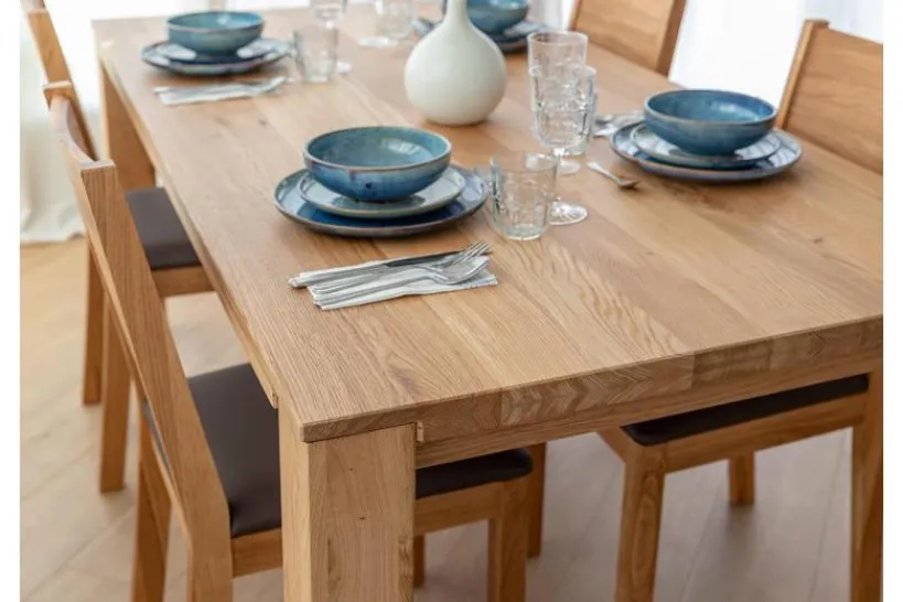 Arrediorg Set Tavolo massello 100x200 + 8 sedie sedile imbottito marrone