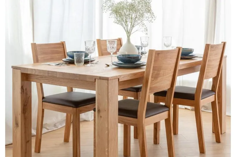 Arrediorg Set Tavolo massello 100x200 + 8 sedie sedile imbottito marrone