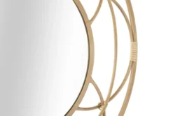 Arrediorg Specchio da Muro Valencia Rotondo con Cornice Geometrica in Rattan
