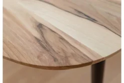 Arrediorg Tavolino moderno ovoidale in legno massello naturale di noce