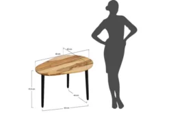 Arrediorg Tavolino moderno ovoidale in legno massello naturale di noce