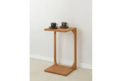Arrediorg Tavolino moderno struttura a C rovere massello naturale