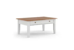 Arrediorg Tavolino rettangolare shabby chic pino massello bianco e rovere