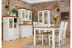 Arrediorg Tavolo allungabile pino massello bianco top color rovere shabby chic