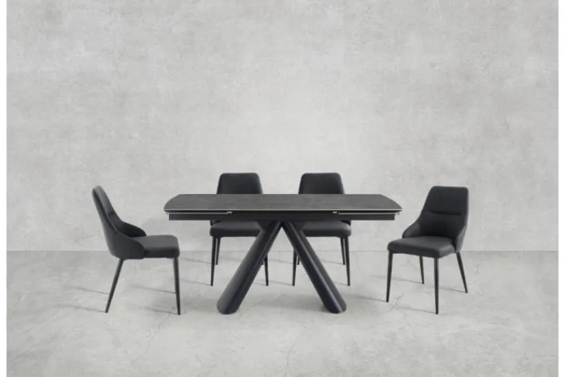 Arrediorg Tavolo allungabile 10 posti 160/240 cm effetto marmo grigio OBSIDIAN