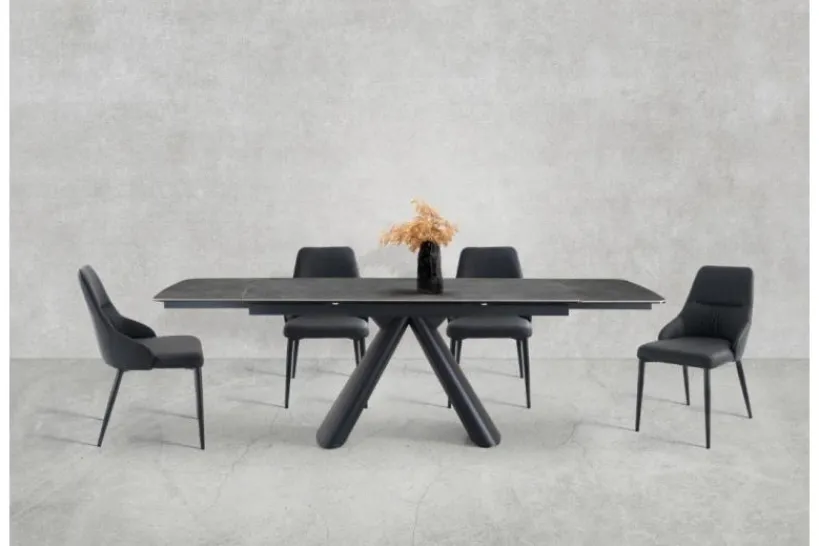 Arrediorg Tavolo allungabile 10 posti 160/240 cm effetto marmo grigio OBSIDIAN
