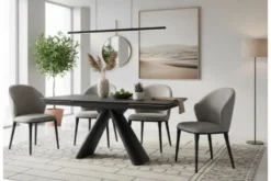 Arrediorg Tavolo allungabile 10 posti 160/240 cm effetto marmo grigio OBSIDIAN