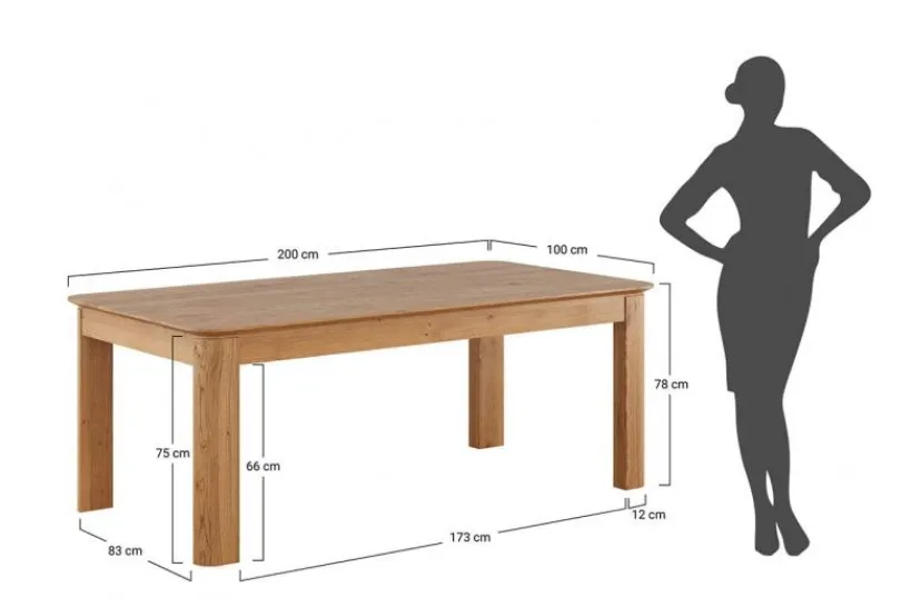Arrediorg Tavolo da pranzo 8 posti legno massello naturale 100x200