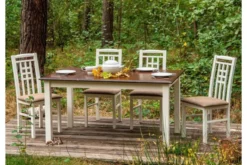 Arrediorg Tavolo rettangolare allungabile massello di pino bianco e color noce shabby chic