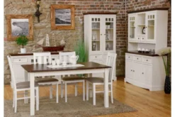 Arrediorg Tavolo rettangolare allungabile massello di pino bianco e color noce shabby chic