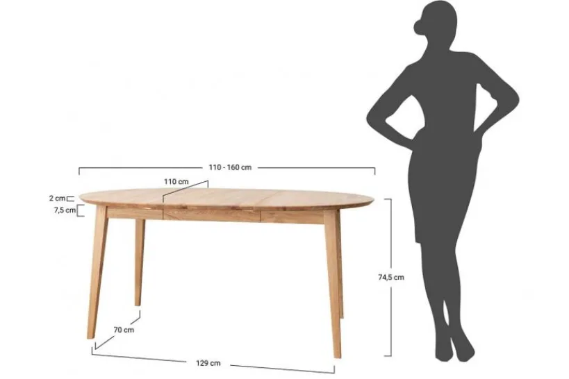 Arrediorg Tavolo rotondo allungabile da 110 cm a 160 cm rovere Orbetello