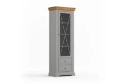 Arrediorg Vetrina a 1 anta pino massello grigia e rovere shabby