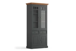 Arrediorg Vetrina alta legno massello di pino grafite e rovere shabby chic