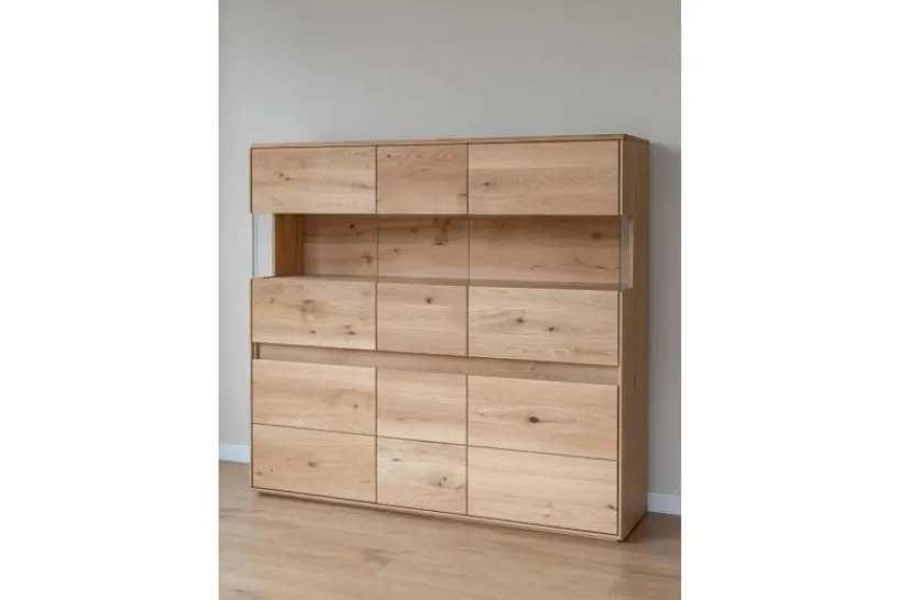 Arrediorg Vetrina 3 ante in legno naturale massello moderna