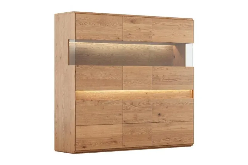 Arrediorg Vetrina 3 ante in legno naturale massello moderna