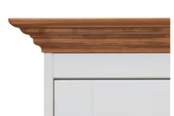 Arrediorg Vetrina bassa shabby chic pino massello bianco e top rovere