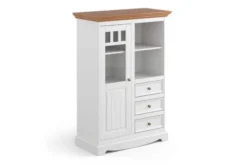 Arrediorg Vetrina bassa shabby chic pino massello bianco e top rovere