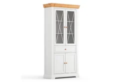 Arrediorg Vetrina due ante legno massello di pino bianca shabby country