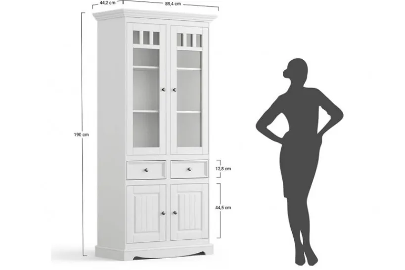 Arrediorg Vetrina due ante pino massello grafite e naturale shabby chic