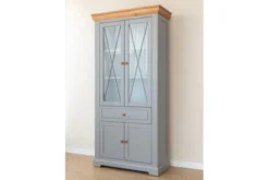 Arrediorg Vetrina pino massello grigio e rovere due ante shabby country