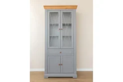 Arrediorg Vetrina pino massello grigio e rovere due ante shabby country