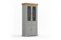 Arrediorg Vetrina pino massello grigio e rovere due ante shabby country