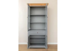 Arrediorg Vetrina pino massello grigio e rovere due ante shabby country