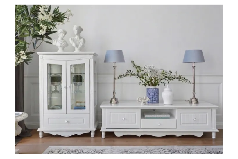 Arrediorg Vetrina provenzale bassa 2 anta Princess 860 colore Bianco