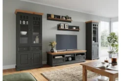 Arrediorg Vetrina shabby chic 1 anta pino massello naturale e grafite