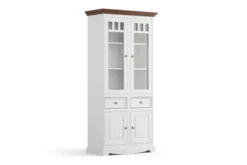 Arrediorg Vetrina shabby chic 2 ante pino massello bianco cornice noce