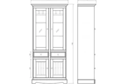 Arrediorg Vetrina shabby chic 2 ante pino massello bianco cornice noce