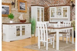 Arrediorg Vetrina shabby chic 2 ante pino massello bianco cornice noce