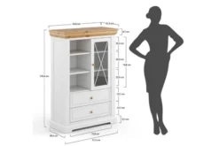 Arrediorg Vetrinetta bassa legno massello di pino bianca shabby country