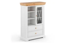 Arrediorg Vetrinetta bassa legno massello di pino bianca shabby country