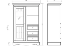 Arrediorg Vetrinetta libreria pino massello grafite e naturale shabby chic