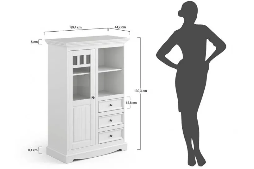 Arrediorg Vetrinetta shabby chic pino massello